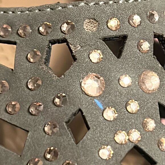 SKECHERS Womens Cork Wedge Sandals Size 10 Gray & Bling - Picture 10 of 10